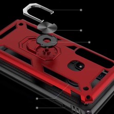 Tekno Grup Xiaomi Redmi Note 7 Kılıf Yüzüklü Standlı Ultra Korumalı Manyetik Vega Kapak-Lacivert + Cam Ekran Koruyucu