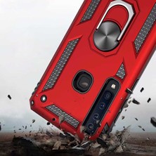 Tekno Grup Xiaomi Redmi Note 7 Kılıf Yüzüklü Standlı Ultra Korumalı Manyetik Vega Kapak-Lacivert + Cam Ekran Koruyucu