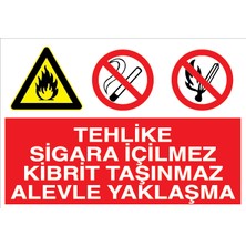 Canis Etiket Tehlike Sigara Içilmez Kibrit Taşınmaz Alevle Yaklaşma Alüminyum