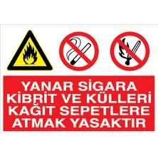 Canis Etiket Yanar Sigara Kibrit ve Külleri Kağıt Sepetlere Atmak Yasaktır Dekota