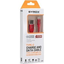 Syrox -C87 Type-C 2A Metal Başlıklı Şarj ve Data Kablosu 1 mt