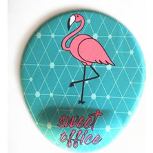 Office Küp 3'lü Ofis Seti Bel Yastığı Kahve Bardağı Mouse Pad Turkuaz Flamingo