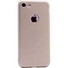 Tekno Grup Apple iPhone 7 Kılıf Ultra İnce Mat Silikon - Gold + Full Body Ekran Koruyucu