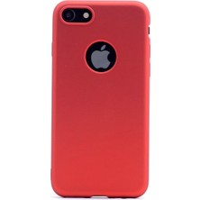 Tekno Grup Apple iPhone 8 Kılıf Ultra İnce Mat Silikon - Kırmızı + Cam Ekran Koruyucu