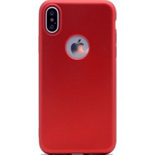 Tekno Grup Apple iPhone X Ultra İnce Mat Silikon - Kırmızı + 360 Full Body Ekran Koruma (Ön-Arka)