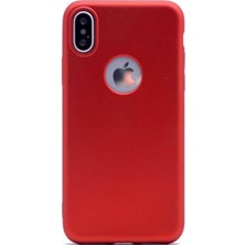 Tekno Grup Apple iPhone Xs Mat Premium Silikon Kılıf - Kırmızı + Cam Ekran Koruyucu