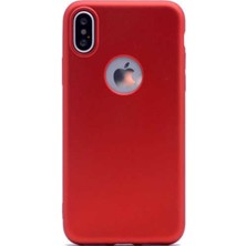 Tekno Grup Apple iPhone Xs Max Mat Premium Silikon Kılıf - Kırmızı + Cam Ekran Koruyucu