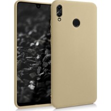 Tekno Grup Huawei Y7 2019 Kılıf Mat Premium Silikon Kılıf - Gold + Cam Ekran Koruyucu