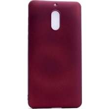 Tekno Grup Nokia 6 Mat Premium Silikon Kılıf - Bordo + Cam Ekran Koruyucu