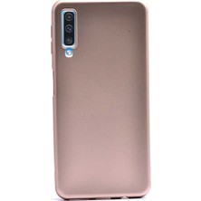 Tekno Grup Samsung Galaxy A50 Kılıf Mat Premium Silikon Kılıf - Gold + Tam Kaplayan 6D Nano Ekran Koruyucu