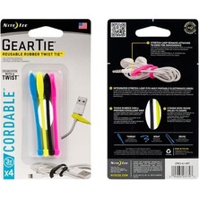 Nite Ize Gear Tie Cordable Yuvalı 4'lü Kablo Düzenleyici - Renkli