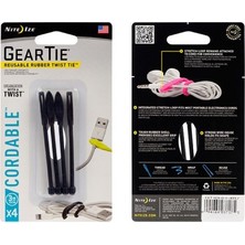 Nite Ize Gear Tie Cordable Yuvalı 4'lü Kablo Düzenleyici - Siyah