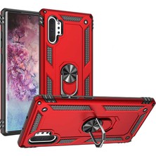 Case 4U Samsung Galaxy Note 10 Plus Kılıf Çift Katmanlı Yüzüklü Manyetik Vega Kapak Lacivert