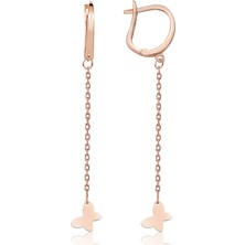 Lilarote Pırlanta Sallantılı Altın Küpe Kelebekli