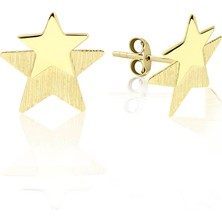 Lilarote Pırlanta Kayan Yıldız Modeli Altın Küpe