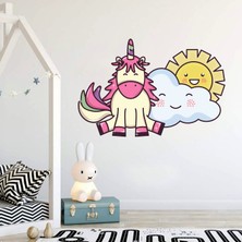 Areksan Reklam Gülen Bulut Gökkuşağı ve Unicorn Çocuk Odası Duvar Sticker