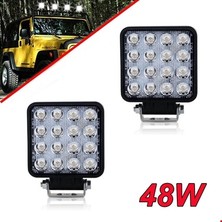 Ars 12V/24VOFF Road Sis Farı / Lambası 16 LED Kare Çalışma Lambası