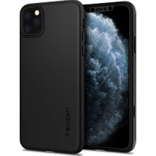 Spigen Apple iPhone 11 Pro Max Kılıf Thin Fit 360 Koruma Black (Cam Ekran Koruyuculu) - 075CS27150