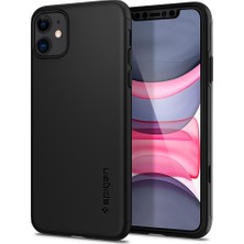 Spigen Apple iPhone 11 Kılıf Thin Fit 360 Koruma Black (Cam Ekran Koruyuculu) - 076CS27071