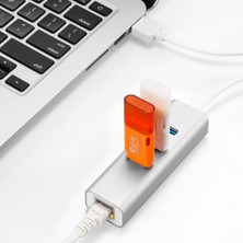 Mobitell 3.0 3-Port Hub ve Gigabit Ethernet Adaptör Ikisi Bir