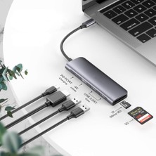 Mobitell Type-C Hub 6 In 1 Tip C HDMI 4 K, 2 USB 3.0 Port, Sd Tf Kart Okuyucu, 100 W Pd Şarj Adaptörü Dock Station