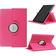 Microsonic Huawei MediaPad T5 10'' Kılıf 360 Rotating Stand Deri Koyu Pembe