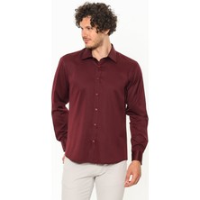 Varetta Erkek Bordo Slim Fit Uzun Kol Gömlek