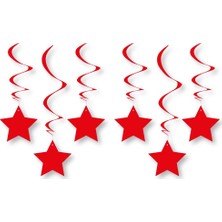 Kikajoy Metalize Yıldız Spiral Sarkıt Süs 6'lı