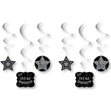 Kikajoy İyi Ki Doğdun Gümüş Spiral Sarkıt Süs 6'lı