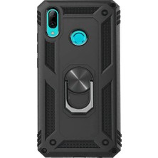 Microcase Huawei P Smart 2019 Anka Serisi Yüzük Standlı Armor Kılıf - Siyah