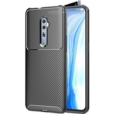 Microcase Oppo Reno 10x Zoom Maxy Serisi Carbon Fiber Silikon Kılıf - Siyah