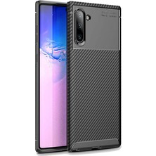 Microcase Samsung Galaxy Note 10 Maxy Serisi Carbon Fiber Silikon Kılıf - Siyah
