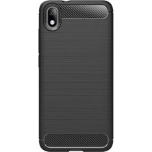 Microcase Xiaomi Redmi 7A Brushed Carbon Fiber Silikon Kılıf - Siyah