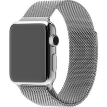 Quse Apple Watch Series SE/10/9/8/7/6/5/4/3 42mm-41mm-40mm-38mm Uyumlu Milano Loop Çelik Kordon Gümüş