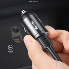 Baseus VCHX-A0G Tiny Star Mini USB Port 30W Hızlı Araç Şarj Cihazı Siyah