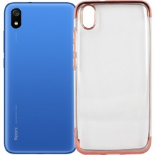 Case 4U Xiaomi Redmi 7A Kılıf 4 Köşeli Renkli Lazer Silikon Arka Kapak - Glitter Rose Gold