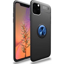 Case 4U Apple iPhone 11 Pro Max Kılıf Autofocus Shockprof Ravel Yüzüklü Standlı Slikon Kapak Siyah Mavi