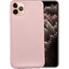 Case 4U Apple iPhone 11 Pro Max Kılıf Klasik Mat Renkli Yumuşak Premier Silikon Rose Gold