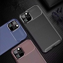 Case 4U Apple iPhone 11 Pro Max Kılıf Rugged Armor Karbon Desenli Lüx Negro Silikon Arka Kapak Kahverengi