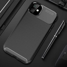 Case 4U Apple iPhone 11 Kılıf Rugged Armor Karbon Desenli Lüx Negro Silikon Arka Kapak Siyah