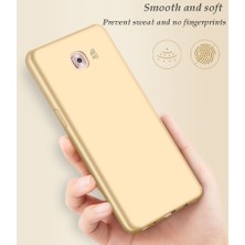 Kılıfist Samsung Galaxy C7 Pro Kılıf Mat Silikon Kılıf Slim Fit Simple Case Altın