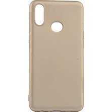 Tekno Grup Samsung Galaxy A10s Kılıf Mat Premium Silikon Kılıf - Gold + Tam Kaplayan 6D Nano Ekran Koruyucu