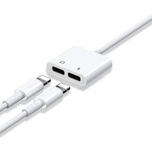 Joyroom Aktif Aksesuar Joyroom iPhone Uyumlu Lightning 2in1 Şarj Kulaklık Dönüştürücü Jack Adaptör