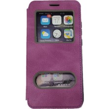 Tekno Grup Samsung Galaxy A50 Kılıf Kapaklı Pencereli Elit Kılıf - Mor