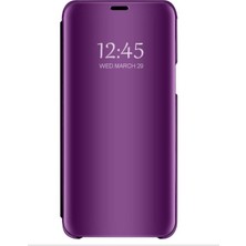 Prolysus Xiaomi Mi 9 Kapaklı Kılıf Clear View Aynalı Flip Cover Wallet Kılıf Mor