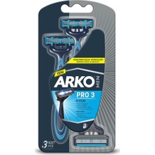 Arko Men T3 Pro 3 Bıçaklı Tıraş Bıçağı 3'lü & Cool Tıraş Köpüğü 200 ml & Cool Tıraş Kolonyası 250 ml Süper Fırsat Paketi