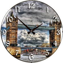 Rikon Londra Köprüsü Bombe Camlı Duvar Saati 35X35 Cm