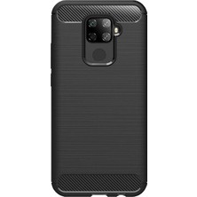 Microcase Huawei Mate 30 Lite Brushed Carbon Fiber Silikon Kılıf - Siyah