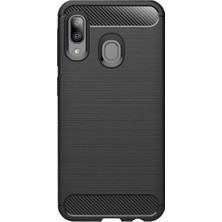 Microcase Samsung Galaxy A20e Brushed Carbon Fiber Silikon Kılıf - Siyah