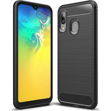 Microcase Samsung Galaxy A20e Brushed Carbon Fiber Silikon Kılıf - Siyah